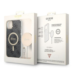 Оригинален комплект GUESS 4G Print (гръб + зарядно) MagSafe GUBPP14MH4EACSK - iPhone 14 Plus черен - Img 10
