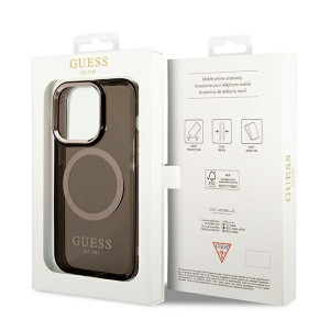 Оригинален полупрозрачен твърд гръб GUESS Gold Outline MagSafe GUHMP14LHTCMK - iPhone 14 Pro черен - Img 8