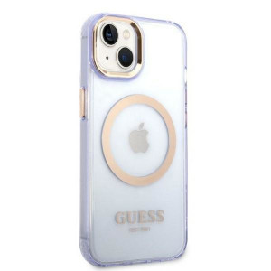 Оригинален полупрозрачен твърд гръб GUESS Gold Outline MagSafe GUHMP14SHTCMU - iPhone 14 лилав - Img 4