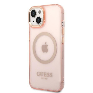 Оригинален полупрозрачен твърд гръб GUESS Gold Outline MagSafe GUHMP14SHTCMP - iPhone 14 розов - Img 2