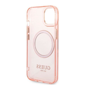 Оригинален полупрозрачен твърд гръб GUESS Gold Outline MagSafe GUHMP14SHTCMP - iPhone 14 розов - Img 7