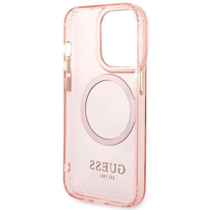 Оригинален полупрозрачен твърд гръб GUESS Gold Outline MagSafe GUHMP14XHTCMP - iPhone 14 Pro Max розов - Img 7