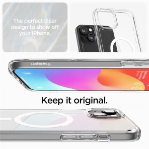Оригинален прозрачен гръб с цветна рамка SPIGEN Crystal Hybrid MagSafe - iPhone 15 Pro Max прозрачен - Img 13