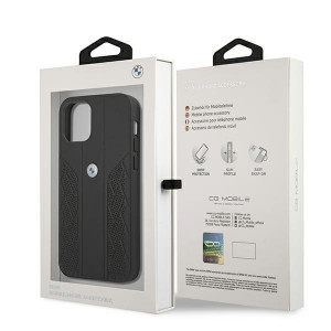 Оригинален твърд гръб от еко кожа BMW Leather Curve Perforate BMHCP12LRSPPK - iPhone 12 Pro Max черен - Img 8