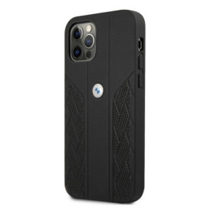 Оригинален твърд гръб от еко кожа BMW Leather Curve Perforate BMHCP12MRSPPK - iPhone 12 / 12 Pro черен - Img 2
