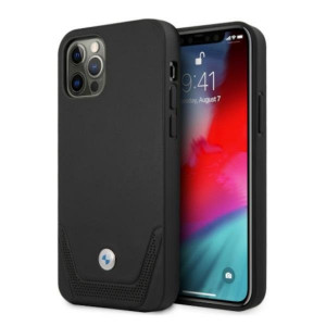 Оригинален твърд гръб от еко кожа BMW Leather Perforate BMHCP12LRSWPK - iPhone 12 Pro Max черен - Img 1