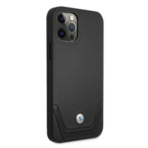 Оригинален твърд гръб от еко кожа BMW Leather Perforate BMHCP12LRSWPK - iPhone 12 Pro Max черен - Img 4