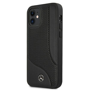 Оригинален твърд гръб с естествена кожа MERCEDES Leather Perforated Area MEHCP12SCDOBK - iPhone 12 mini черен - Img 2