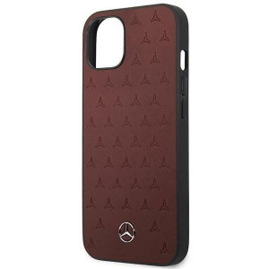 Оригинален твърд гръб с естествена кожа MERCEDES Stars MEHCP13MPSQRE - iPhone 13 червен - Img 6