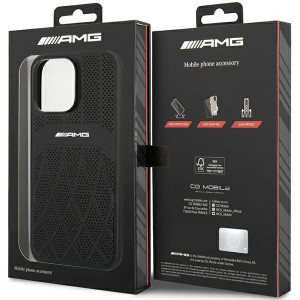 Оригинален твърд гръб AMG Leather Curved Lines MagSafe AMHMP14XOSDBK - iPhone 14 Pro Max черен - Img 8