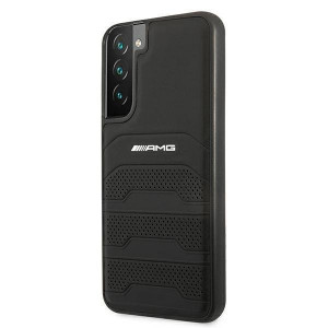 Оригинален твърд гръб AMG Leather Debossed Lines AMHCS22MGSEBK - Samsung Galaxy S22+ черен - Img 2