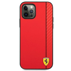 Оригинален твърд гръб FERRARI Track Carbon Stripe FESAXHCP12LRE - iPhone 12 Pro Max червен - Img 3