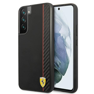 Оригинален твърд гръб FERRARI Track Carbon Stripe FESAXHCS22MBK - Samsung Galaxy S22+ черен - Img 1