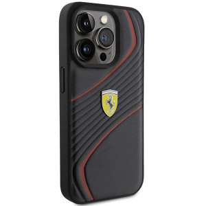 Оригинален твърд гръб FERRARI Twist Metal Logo - iPhone 15 Pro черен - Img 4