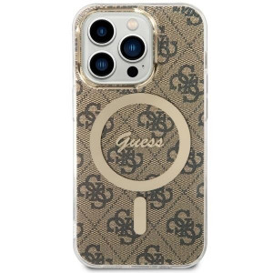 Оригинален твърд гръб GUESS 4G MagSafe GUHMP14LH4STW - iPhone 14 Pro кафяв - Img 2