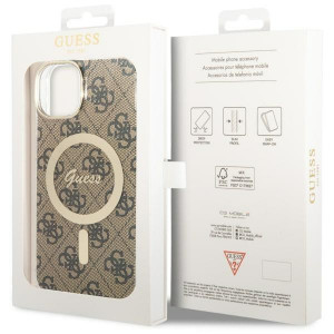 Оригинален твърд гръб GUESS 4G MagSafe - iPhone 14 кафяв - Img 7