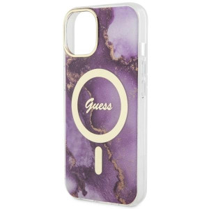 Оригинален твърд гръб GUESS Golden Marble MagSafe GUHMP14SHTMRSU - iPhone 14 лилав - Img 6