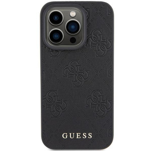 Оригинален твърд гръб GUESS Leather 4G Stamped - iPhone 15 Pro черен - Img 3