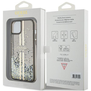 Оригинален твърд гръб GUESS Liquid Glitter Gold Stripes - iPhone 15 Plus / 14 Plus черен - Img 8