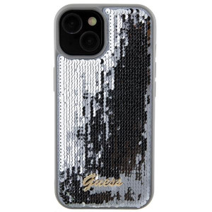 Оригинален твърд гръб GUESS Sequin Script Metal - iPhone 15 сребрист - Img 3