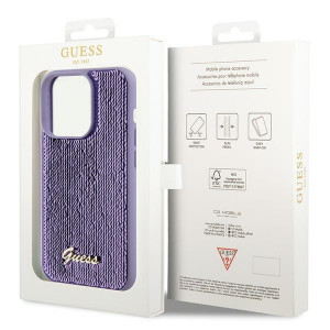 Оригинален твърд гръб GUESS Sequin Script Metal - iPhone 15 Pro лилав - Img 8