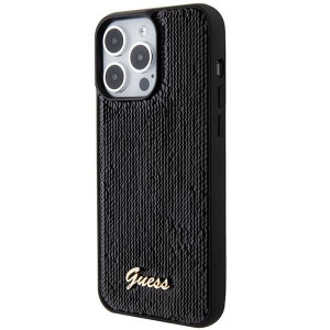 Оригинален твърд гръб GUESS Sequin Script Metal - iPhone 15 Pro черен - Img 2