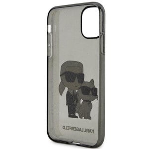 Оригинален твърд гръб KARL LAGERFELD Gliter Karl & Choupette KLHCN61HNKCTGK - iPhone 11 черен - Img 7