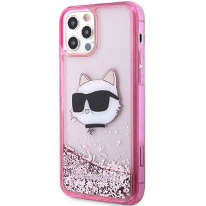 Оригинален твърд гръб KARL LAGERFELD Glitter Choupette Head KLHCP12MLNCHCP - iPhone 12 / 12 Pro розов - Img 2