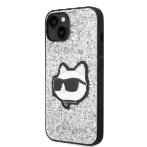 Оригинален твърд гръб KARL LAGERFELD Glitter Choupette Patch KLHCP14MG2CPS - iPhone 14 Plus сребрист - Img 2