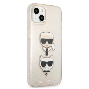 Оригинален твърд гръб KARL LAGERFELD Glitter Karl's & Choupette KLHCP13SKCTUGLGO - iPhone 13 mini златист - Img 4