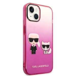 Оригинален твърд гръб KARL LAGERFELD Gradient Ikonik Karl & Choupette KLHCP14MTGKCP - iPhone 14 Plus розов - Img 4