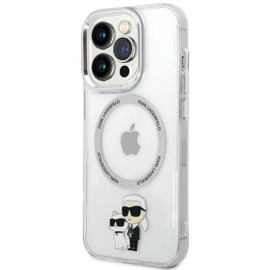 Оригинален твърд гръб KARL LAGERFELD Ikonik Karl & Choupette MagSafe KLHMP13LHNKCIT - iPhone 13 Pro прозрачен - Img 2