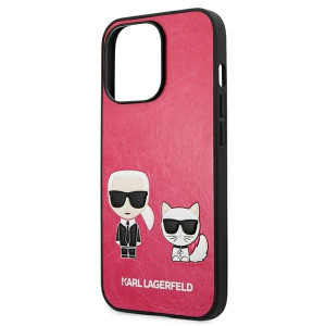 Оригинален твърд гръб KARL LAGERFELD Ikonik Karl & Choupette KLHCP13LPCUSKCP - iPhone 13 Pro циклама - Img 6