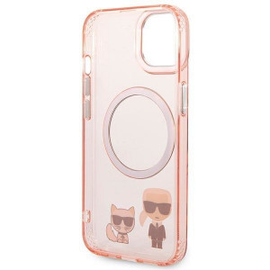 Оригинален твърд гръб KARL LAGERFELD Karl & Choupette Aluminum MagSafe KLHMP14MHKCP - iPhone 14 Plus розов - Img 7