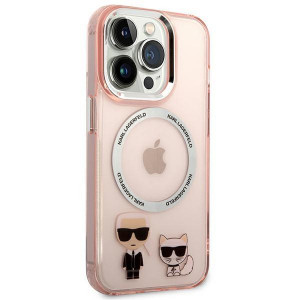 Оригинален твърд гръб KARL LAGERFELD Karl & Choupette Aluminum MagSafe KLHMP14XHKCP - iPhone 14 Pro Max розов - Img 4