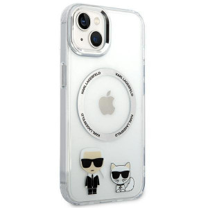 Оригинален твърд гръб KARL LAGERFELD Karl & Choupette Aluminum KLHMP14MHKCT MagSafe - iPhone 14 Plus прозрачен - Img 4