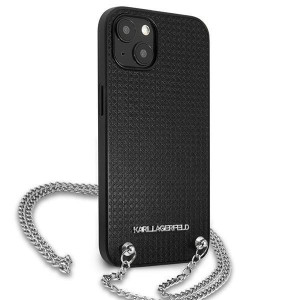 Оригинален твърд гръб KARL LAGERFELD Leather Textured and Chain KLHCP13SPMK - iPhone 13 mini черен - Img 4