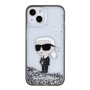 Оригинален твърд гръб KARL LAGERFELD Liquid Glitter Ikonik KLHCP15SLKKNSK - iPhone 15 прозрачен - Img 3