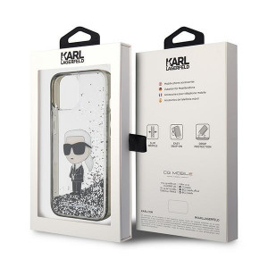 Оригинален твърд гръб KARL LAGERFELD Liquid Glitter Ikonik KLHCP15SLKKNSK - iPhone 15 прозрачен - Img 8