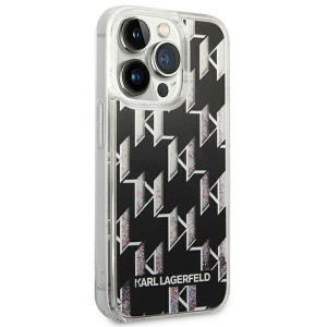 Оригинален твърд гръб KARL LAGERFELD Liquid Glitter Monogram KLHCP14LLMNMK - iPhone 14 Pro черен - Img 4