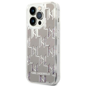 Оригинален твърд гръб KARL LAGERFELD Liquid Glitter Monogram KLHCP14XLMNMS - iPhone 14 Pro Max сребрист - Img 2