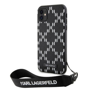 Оригинален твърд гръб KARL LAGERFELD Monogram Losange Saffiano KLHCN61SAKLMBSK - iPhone 11 черен - Img 2