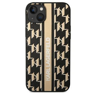 Оригинален твърд гръб KARL LAGERFELD Monogram Stripe KLHCP14MPGKLSKW - iPhone 14 Plus кафяв - Img 3