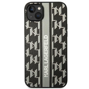 Оригинален твърд гръб KARL LAGERFELD Monogram Stripe KLHCP14SPGKLSKG - iPhone 14 сив - Img 3
