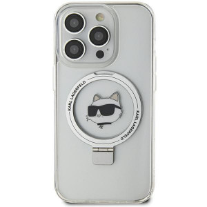 Оригинален твърд гръб KARL LAGERFELD Ring Stand Choupette Head MagSafe KLHMP15XHMRSCHH - iPhone 15 Pro Max бял - Img 3