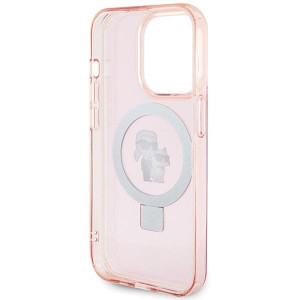 Оригинален твърд гръб KARL LAGERFELD Ring Stand Karl & Choupette MagSafe KLHMP15LHMRSKCP - iPhone 15 Pro розов - Img 7