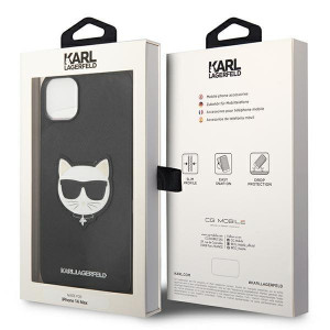 Оригинален твърд гръб KARL LAGERFELD Saffiano Choupette Head Patch KLHCP14MSAPCHK - iPhone 14 Plus черен - Img 8