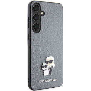 Оригинален твърд гръб KARL LAGERFELD Saffiano Karl & Choupette Metal Pin KLHCS24MPSAKCMPG - Samsung Galaxy S24+ S926 hardcase сив - Img 4