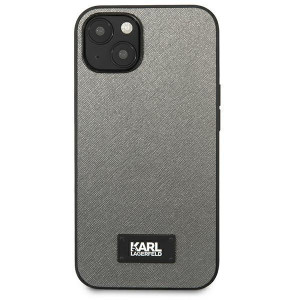 Оригинален твърд гръб KARL LAGERFELD Saffiano Plaque KLHCP13SSFMP2DG - iPhone 13 mini сребрист - Img 3
