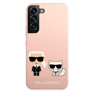 Оригинален твърд гръб KARL LAGERFELD Silicone Ikonik Karl & Choupette KLHCS22MSSKCI - Samsung Galaxy S22+ светлорозов - Img 3